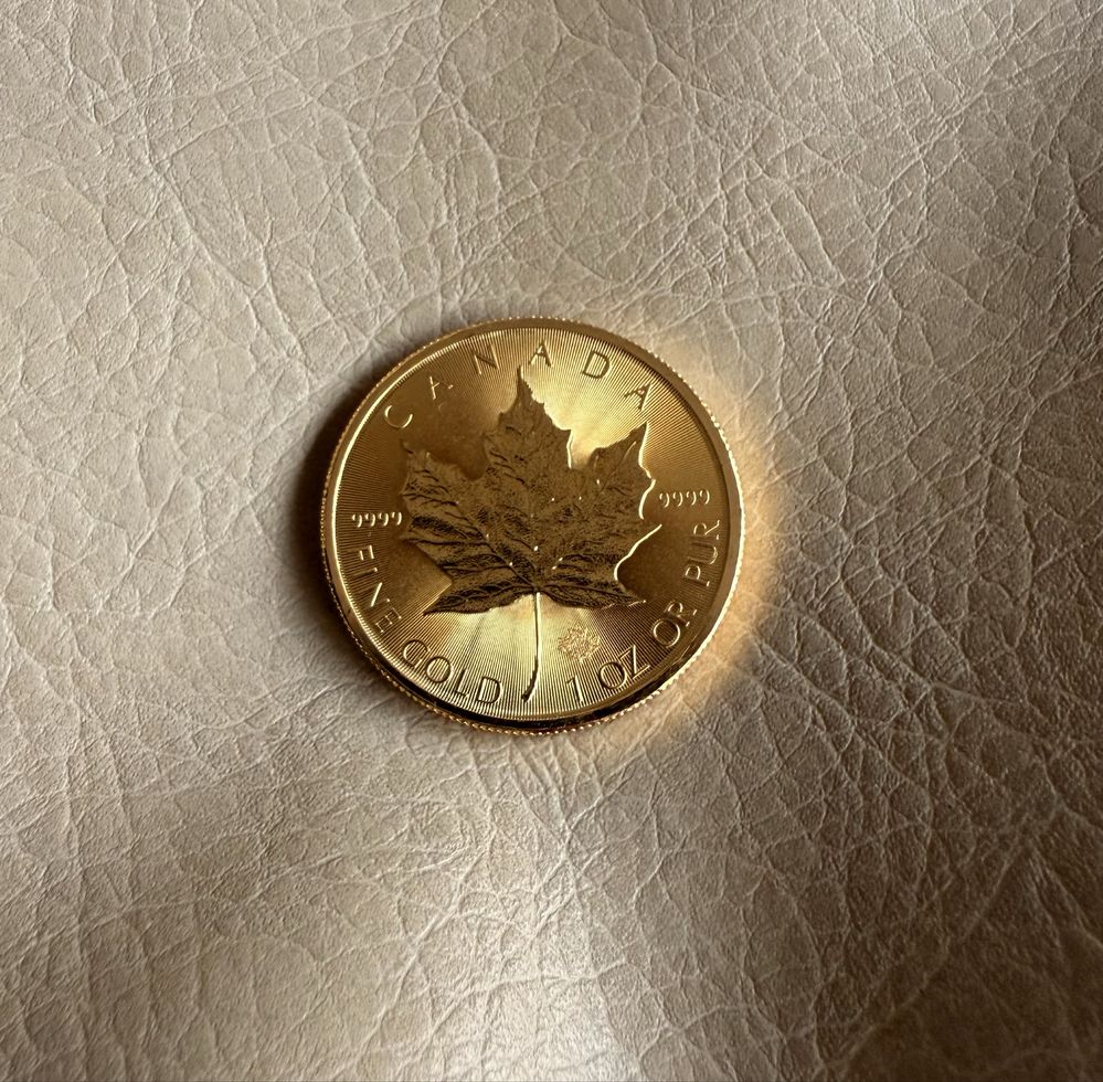 Moeda de ouro 1 onça (OZ) Canadá Maple Leaf (31,10gr ouro fino)