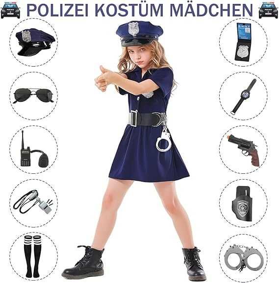Kostium przebranie strój dla dziewczynki Policjantka,strój policjantki