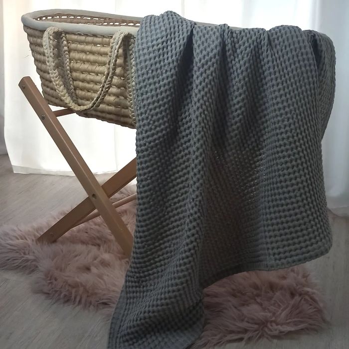 Kocyk koc wafelek lniany niemowlę noworodek