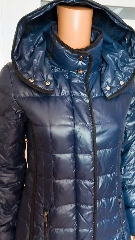 Hugo Boss zimowa damska długa kurtka puchowa płaszcz puchowy XS