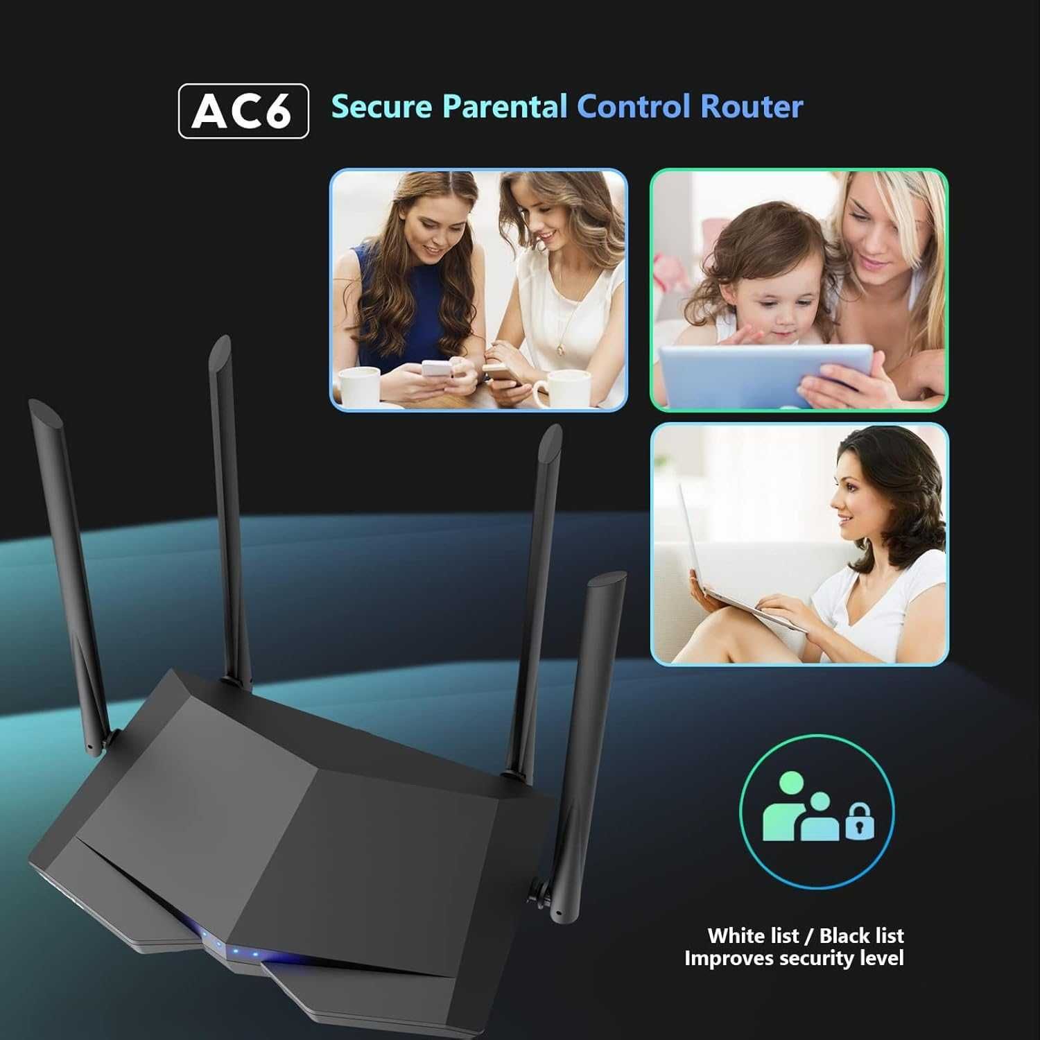 Router Tenda AC1200 Smart WiFi, 4 porty Fast Ethernet 100 Mb/s