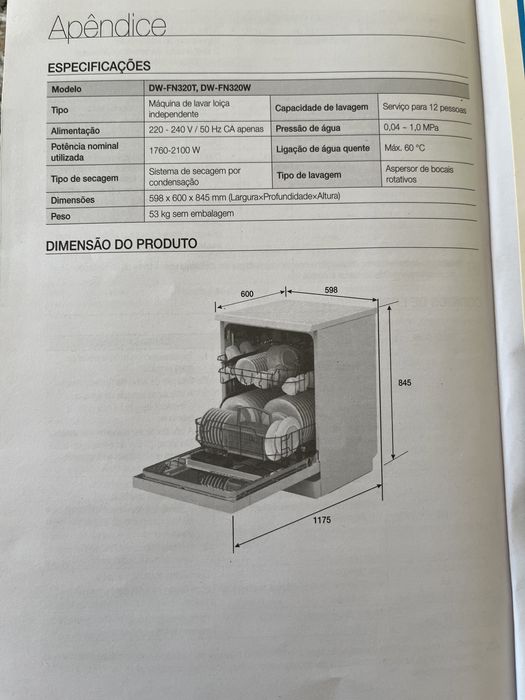 Máquina Loiça Samsung DW FN320W - ler anúncio