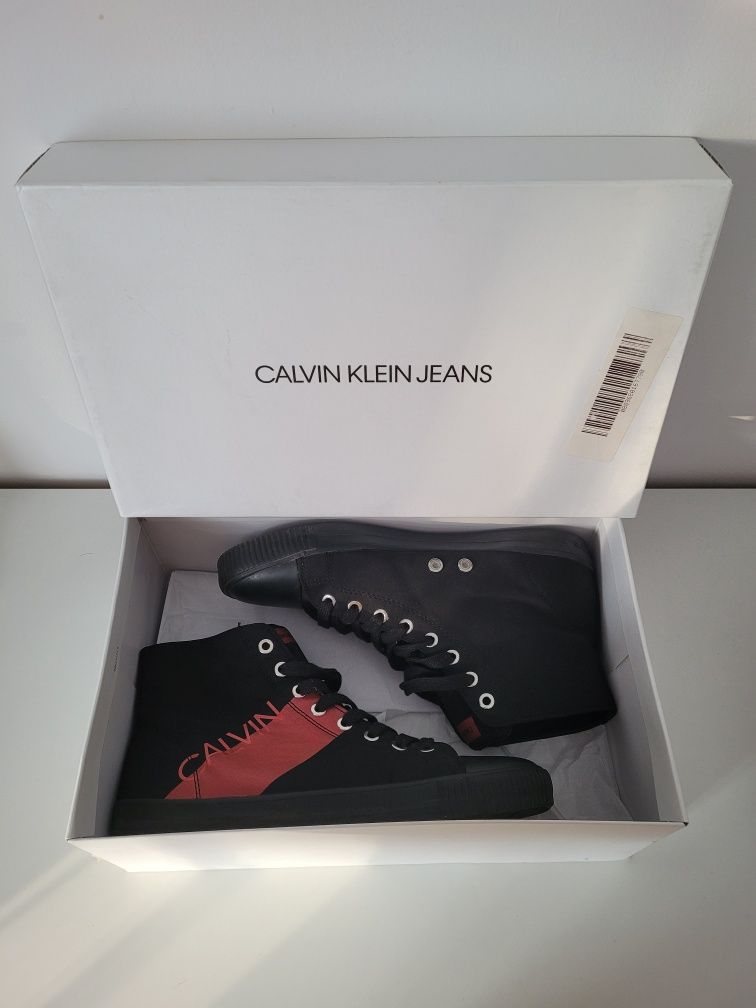 Calvin Klein Dalma. Trampki sneakersy czarne za kostkę, rozmiar 39