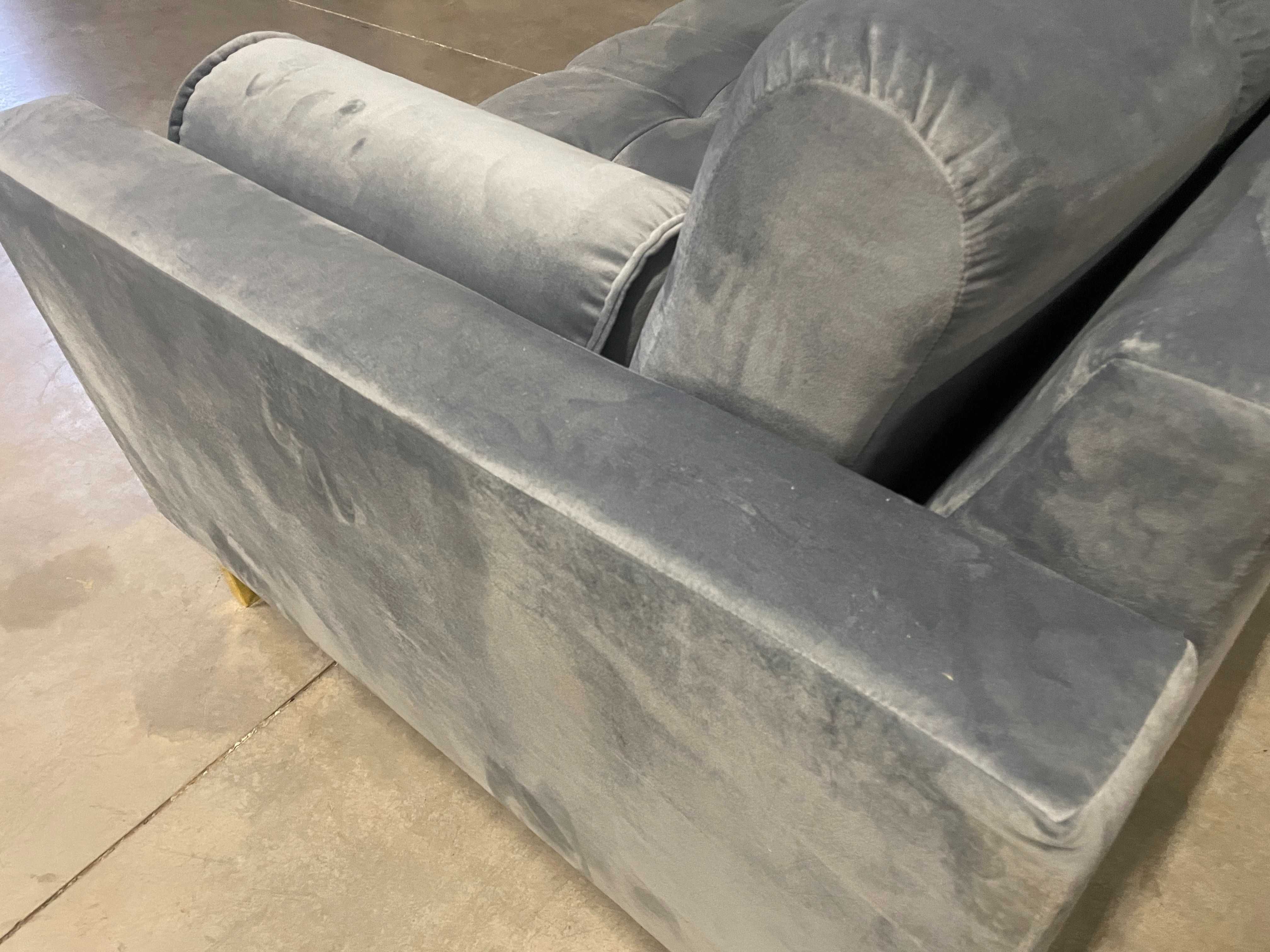 Sofa aksamitna 3-osobowa BALI jasnoniebieski - poekspozycyjna