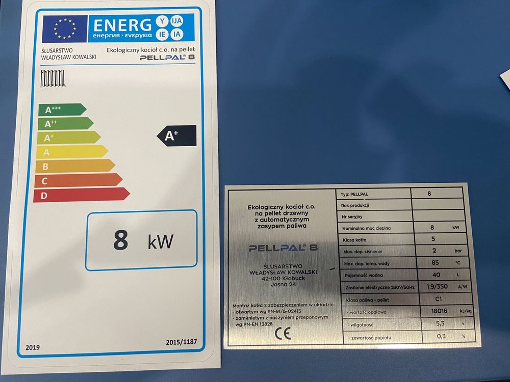 Kocioł 8 kW SLIM 5 klasa eco design PELLET do 100m2