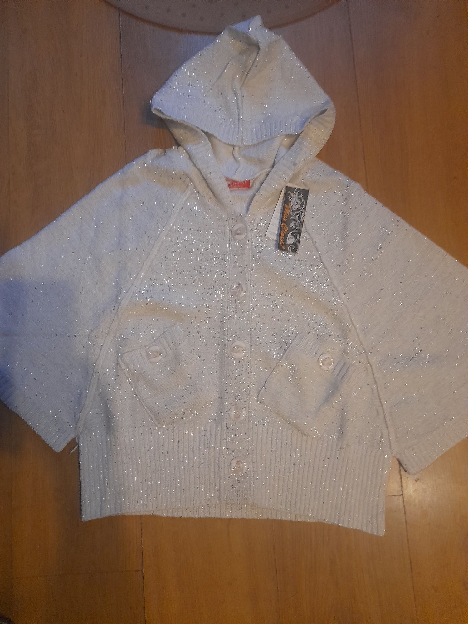 Nowy sweter ponczo z kapturem  roz uni