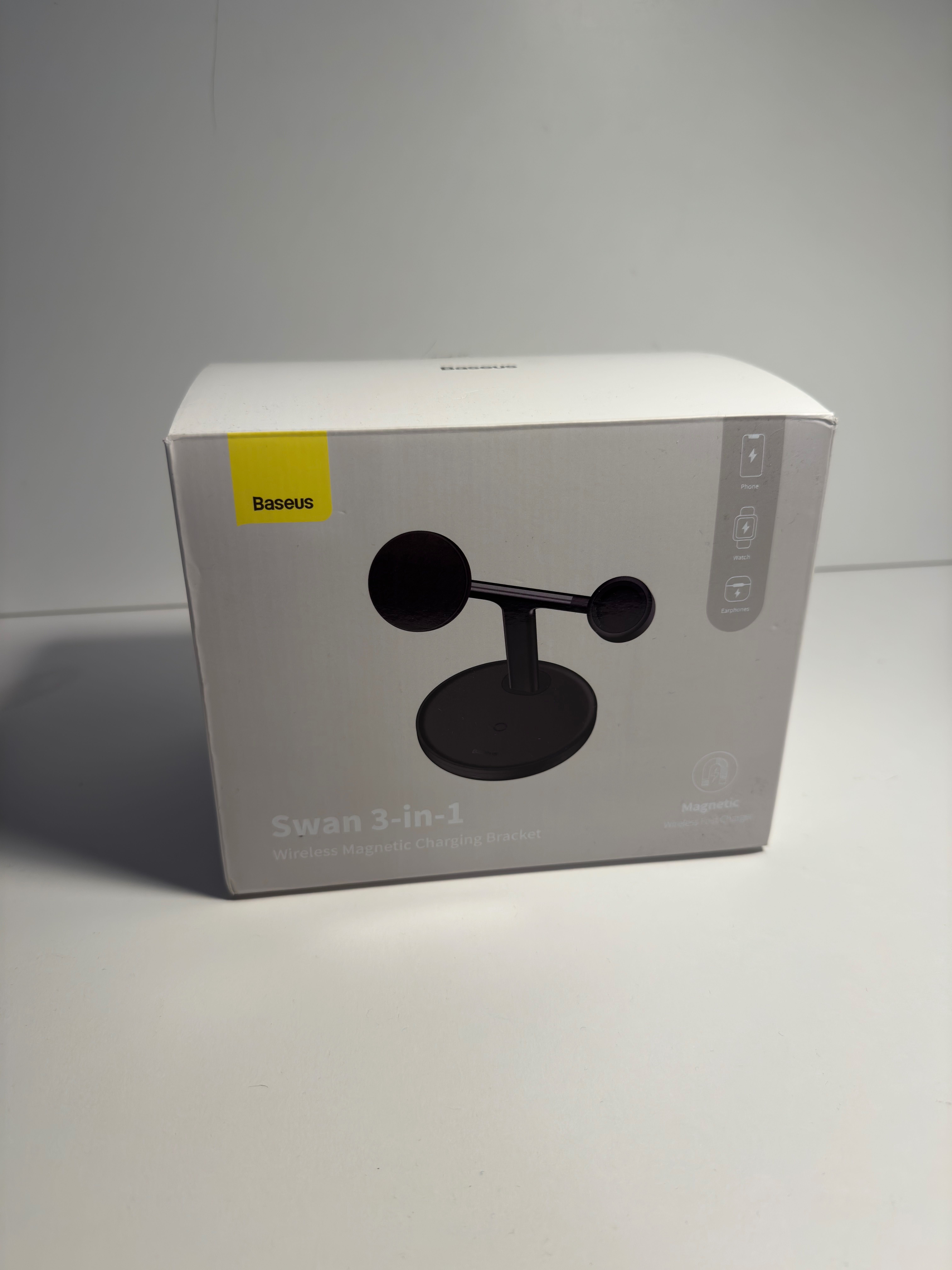Ładowarka indukcyjna BASEUS Swan 3w1 MagSafe 15W Czarna / NAJTANIEJ