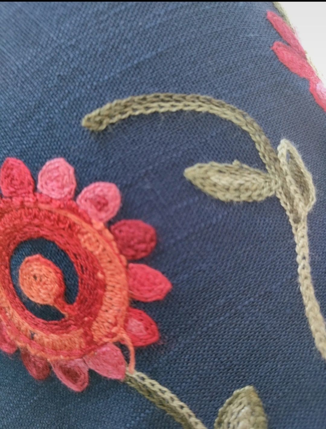 Lniana sukienka haftowana boho, 100% len L