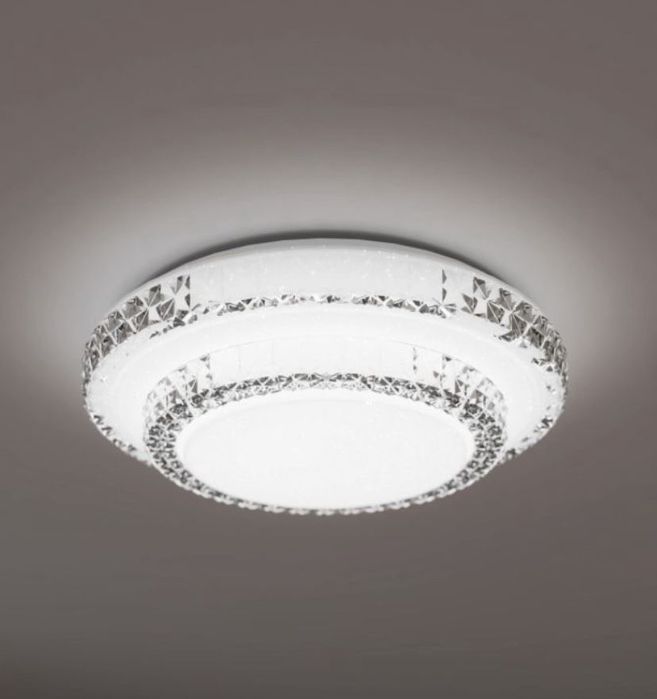 Luminária LED cristais duplos moderna e ajustável com comando remoto