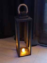 Lampion drewniany koloru czarnego wys.  60cm