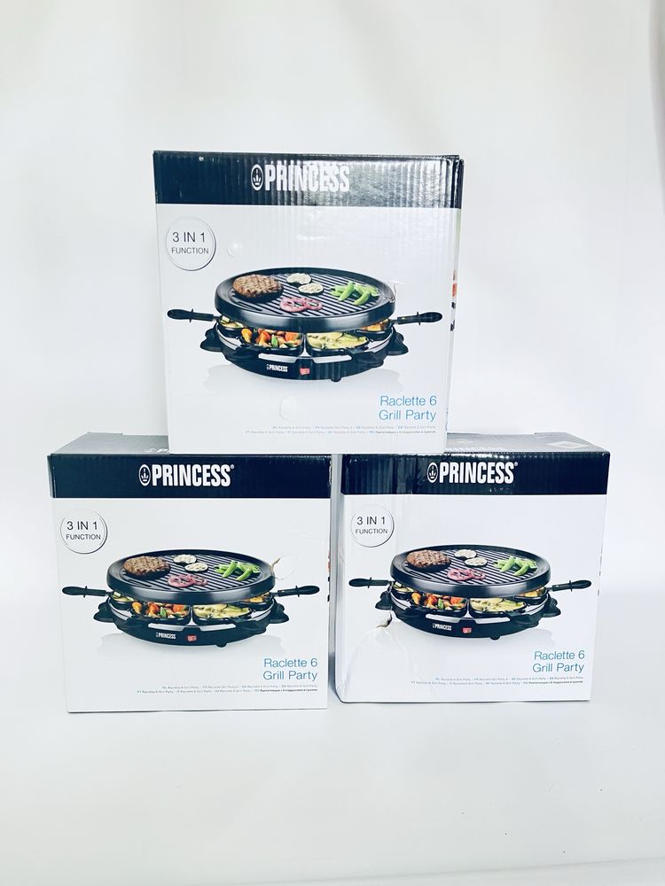 Grill elektryczny Princess Raclette 6 osób – 800W, teflon, okrągły