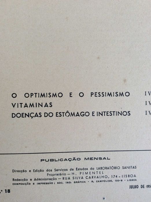 Estudos: Edição do Laborat. Sanitas. (18) - Julho de 1956. Ver sumár.