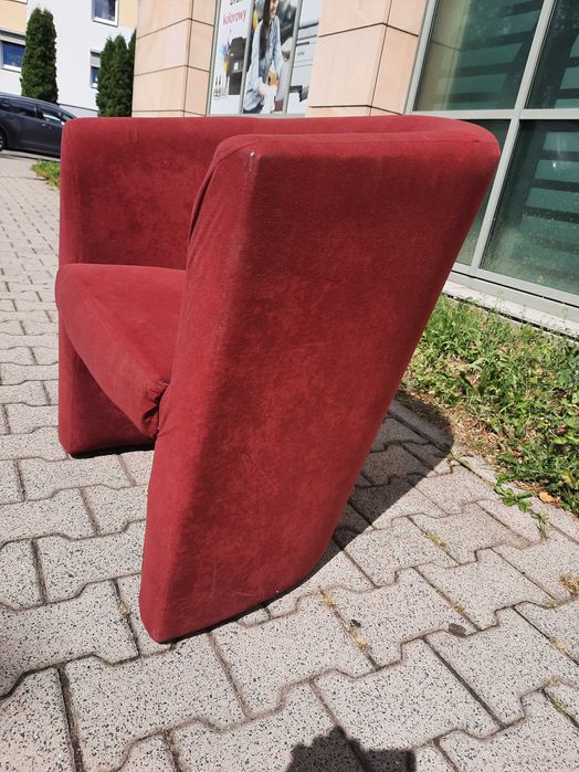 2 x Fotel pokoju biura poczekalni sypailni półokrągły bordowy solidny