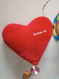 Walentynki duże Serce poduszka Jasiek czerwony napis kocham cię