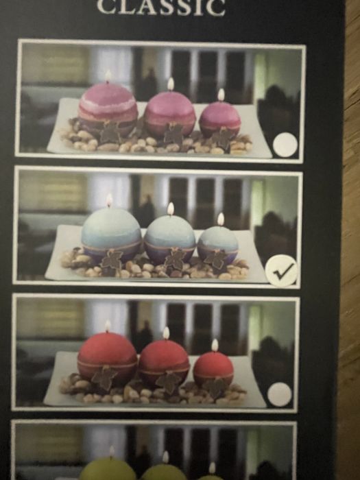 Set de 3 velas com prato em cor azul