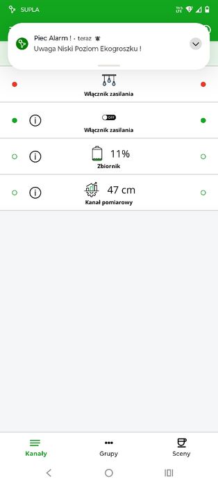Pomiar ekogroszek trociny odległość inne Supla