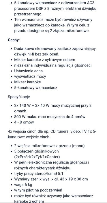 MC VOICE KINO DOMOWE amplituner AMP 400 SI karaoke 2x140W wzmacniacz 5