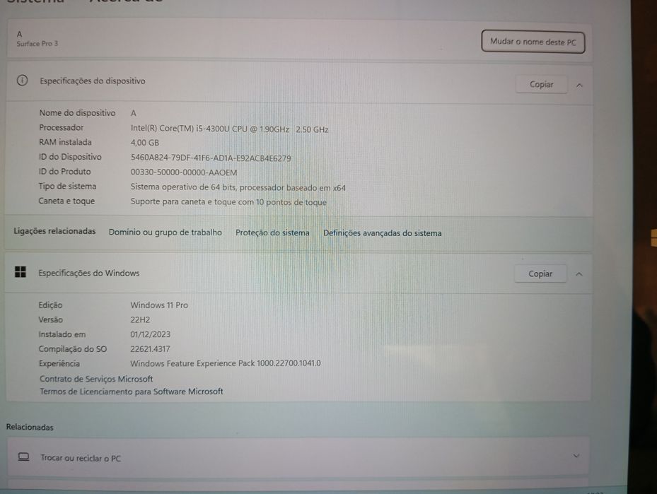 Troco portátil Surface por Tablet