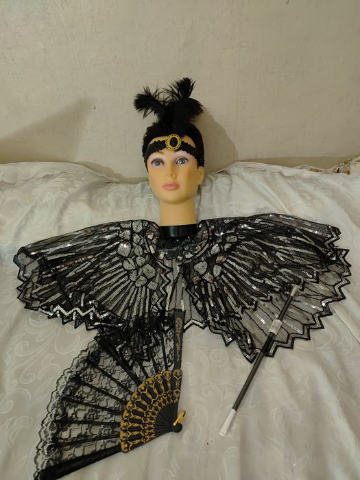 Przebranie akcesoria lata 20/ 30 kołnierz wachlarz opaska cygaretka