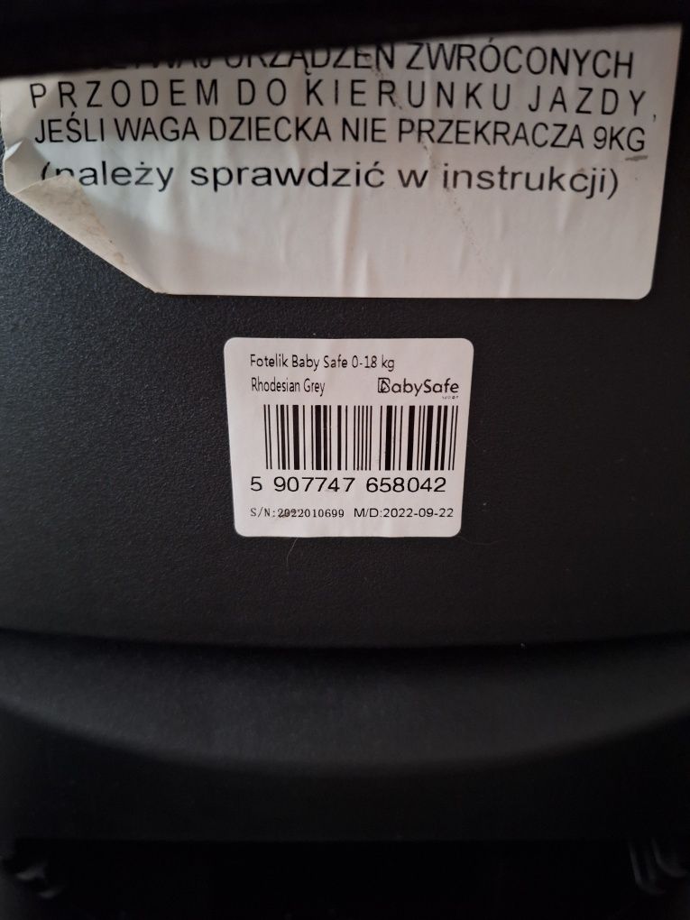 Fotelik z bazą BabySafe Rhodesian 0-18kg