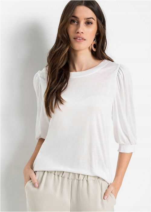 AG3991 bluzka z balonowymi rękawami biała 36/38.