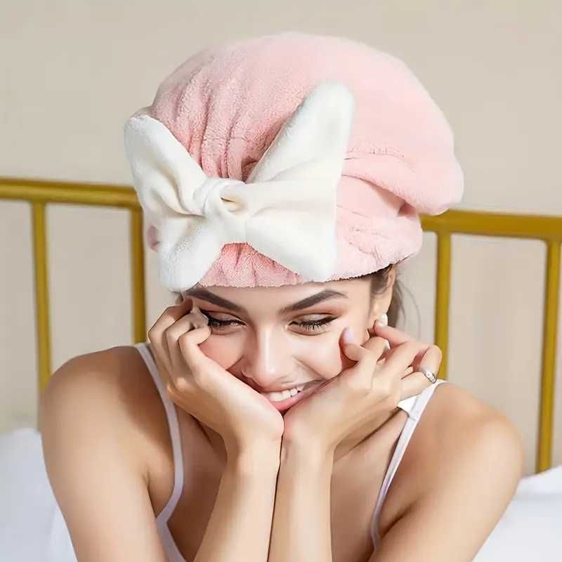 Chłonny ręcznik czepek turban do suszenia włosów z mikrofibry gruby