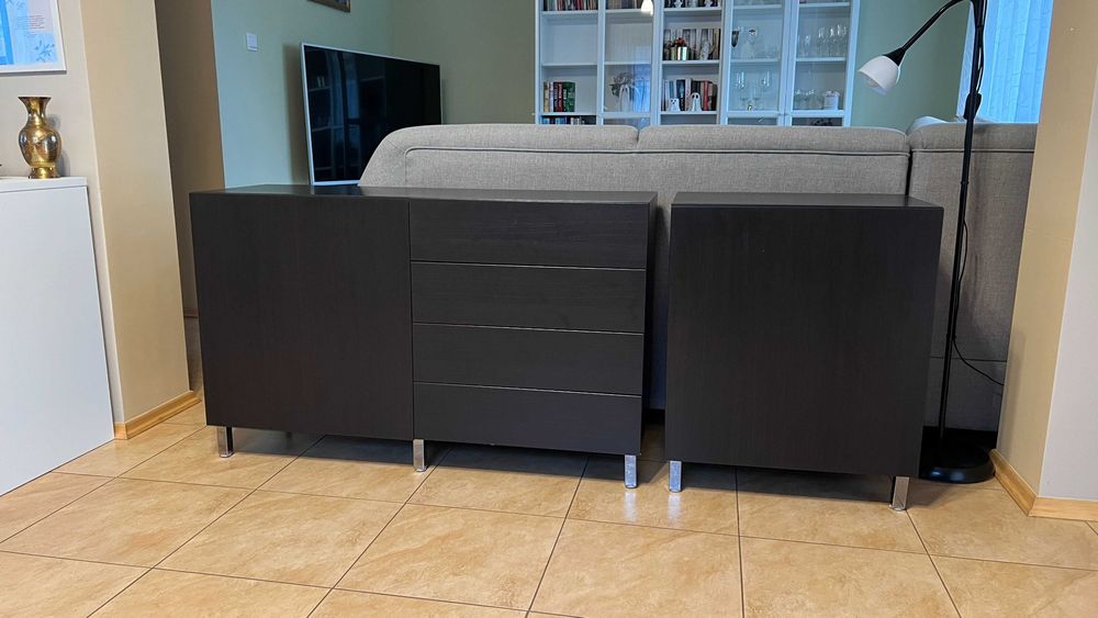 Dwie komody BESTA - Kombinacja z drzwiami, czarnobrąz 120x42x74