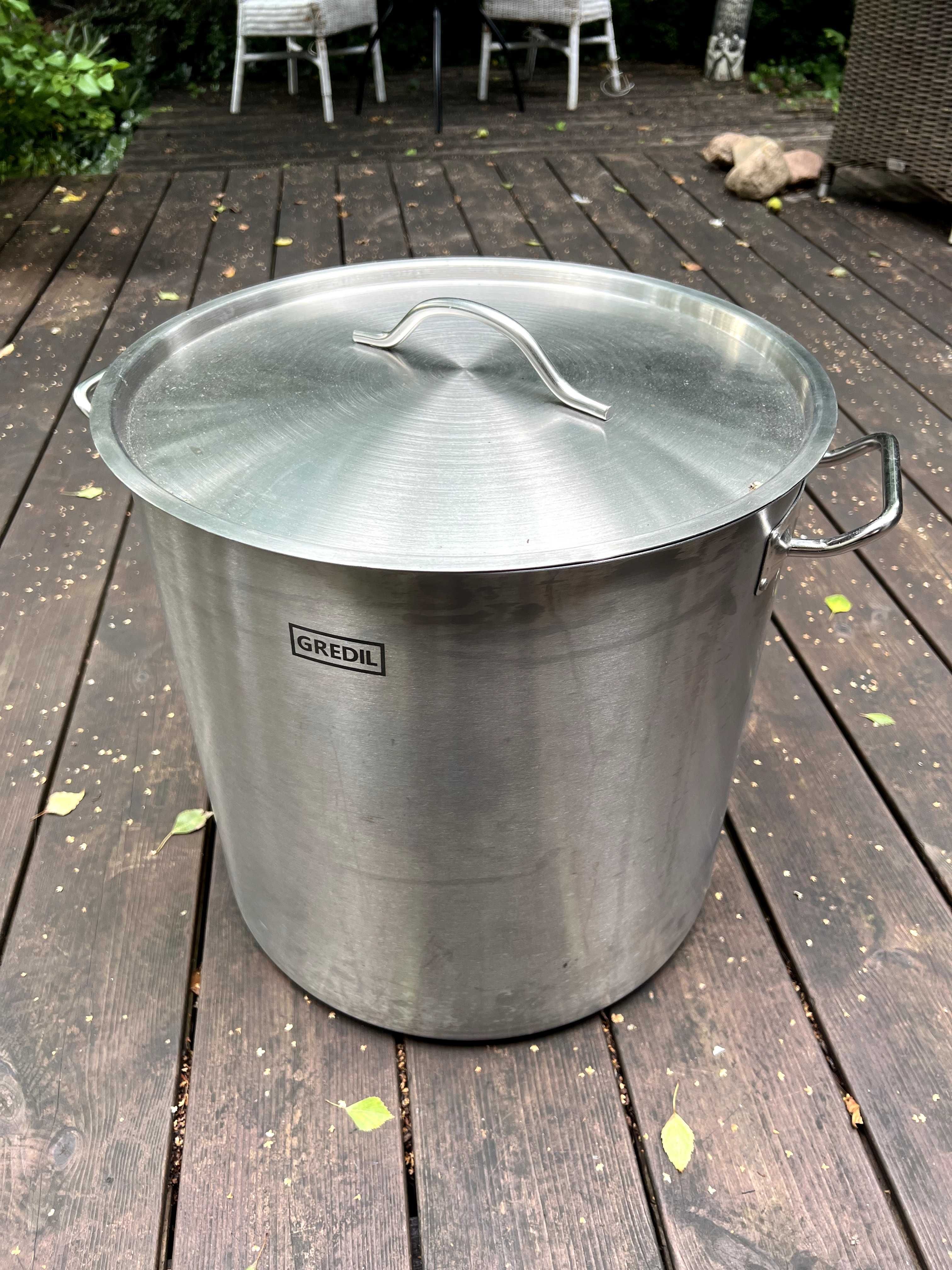 Garnek wysoki z pokrywką Gredil, stalowy, 50L, Ø 400