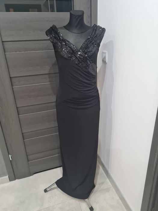 Elegancka wieczorowa, długa sukienka - wizytowa, sylwestra, wesele, M