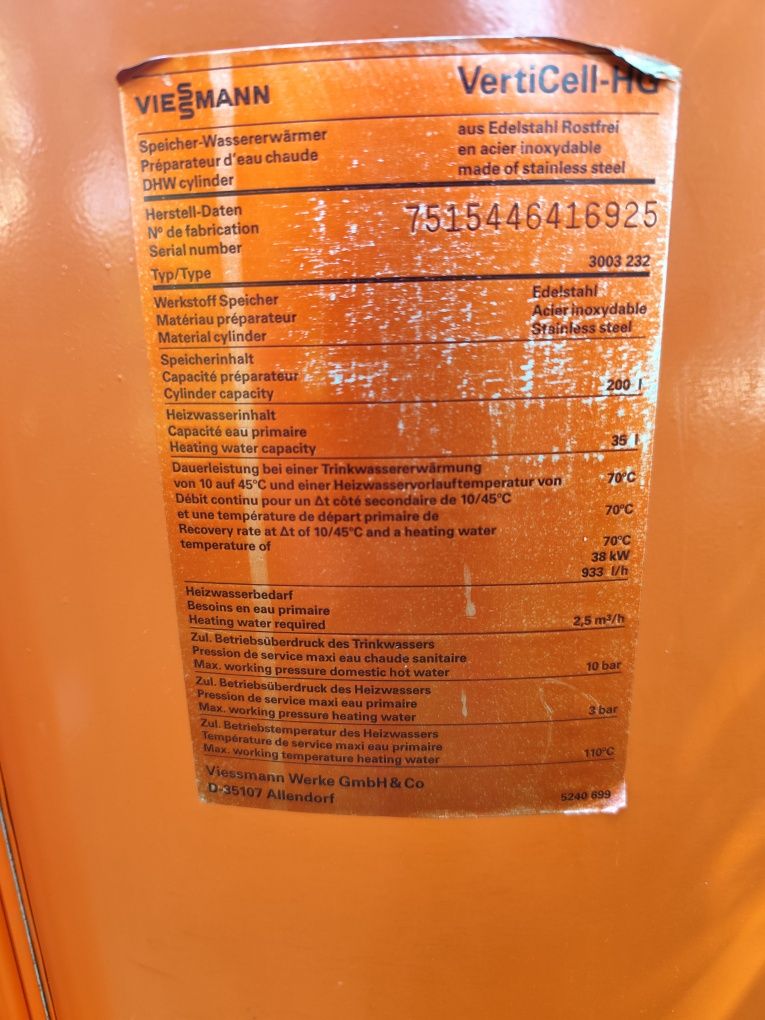 Bojler nierdzewny Viessmann verticell 200l