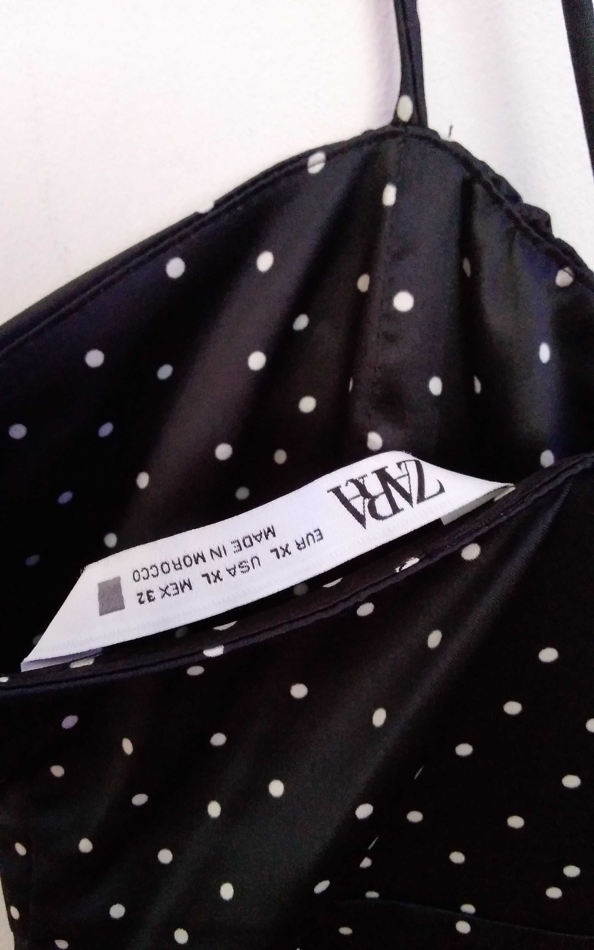 Vestido de alças, estampado bolinhas, tamanho XL Zara