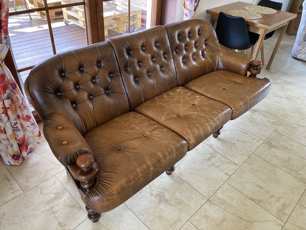 Kanapa sofa skórzana + fotel