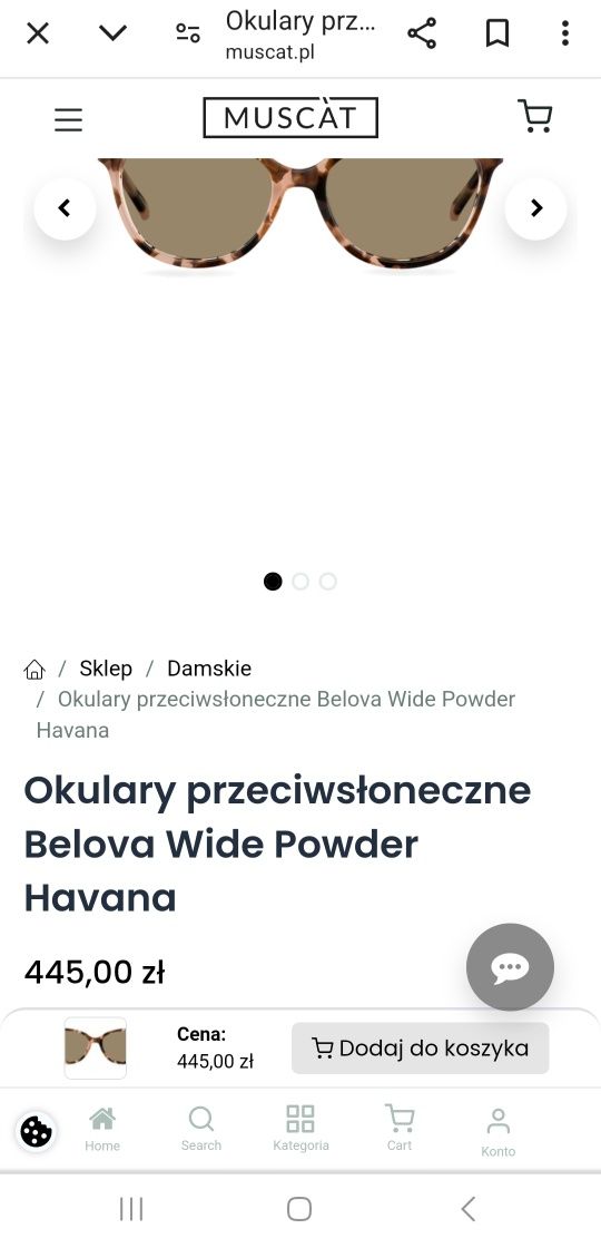 Muscat, okulary przeciwsłoneczne