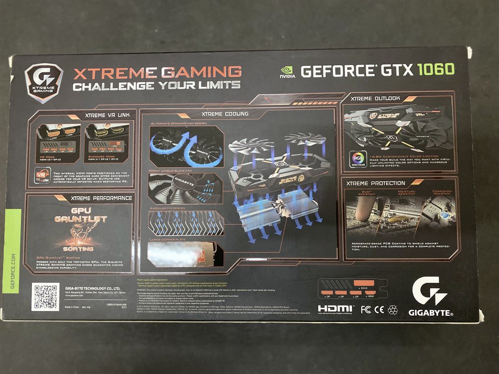 Продам видеокарту Gigabyte XTREME GAMING 1060 6GB