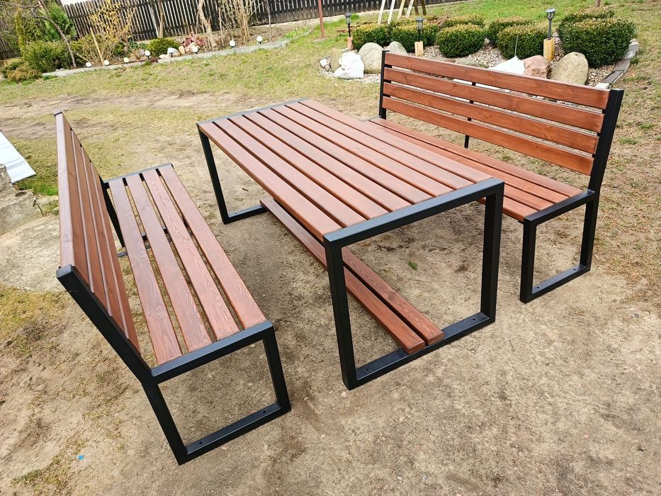 Stół z ławkami ogrodowy loft