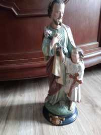 Stara przedwojenna  niemiecka  Gipsowa  figurka  Sw.Jozefa z Jezusem