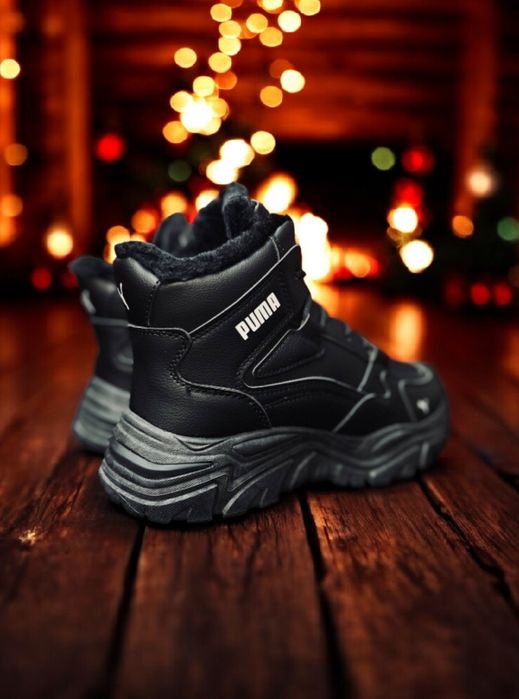 Жіночі зимові чорні кросівки Puma/натуральная кожа/зимние ботинки пума