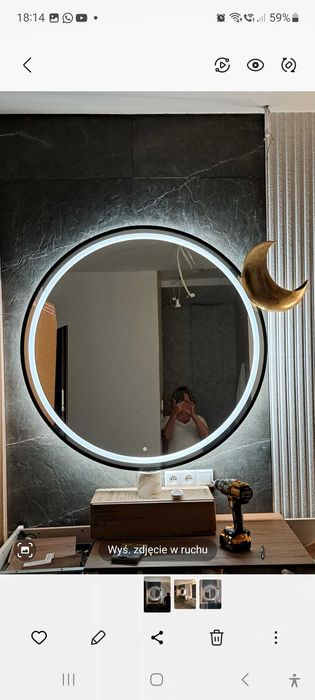 Lustro duże okrągłe 110cm z oświetleniem i regulacją