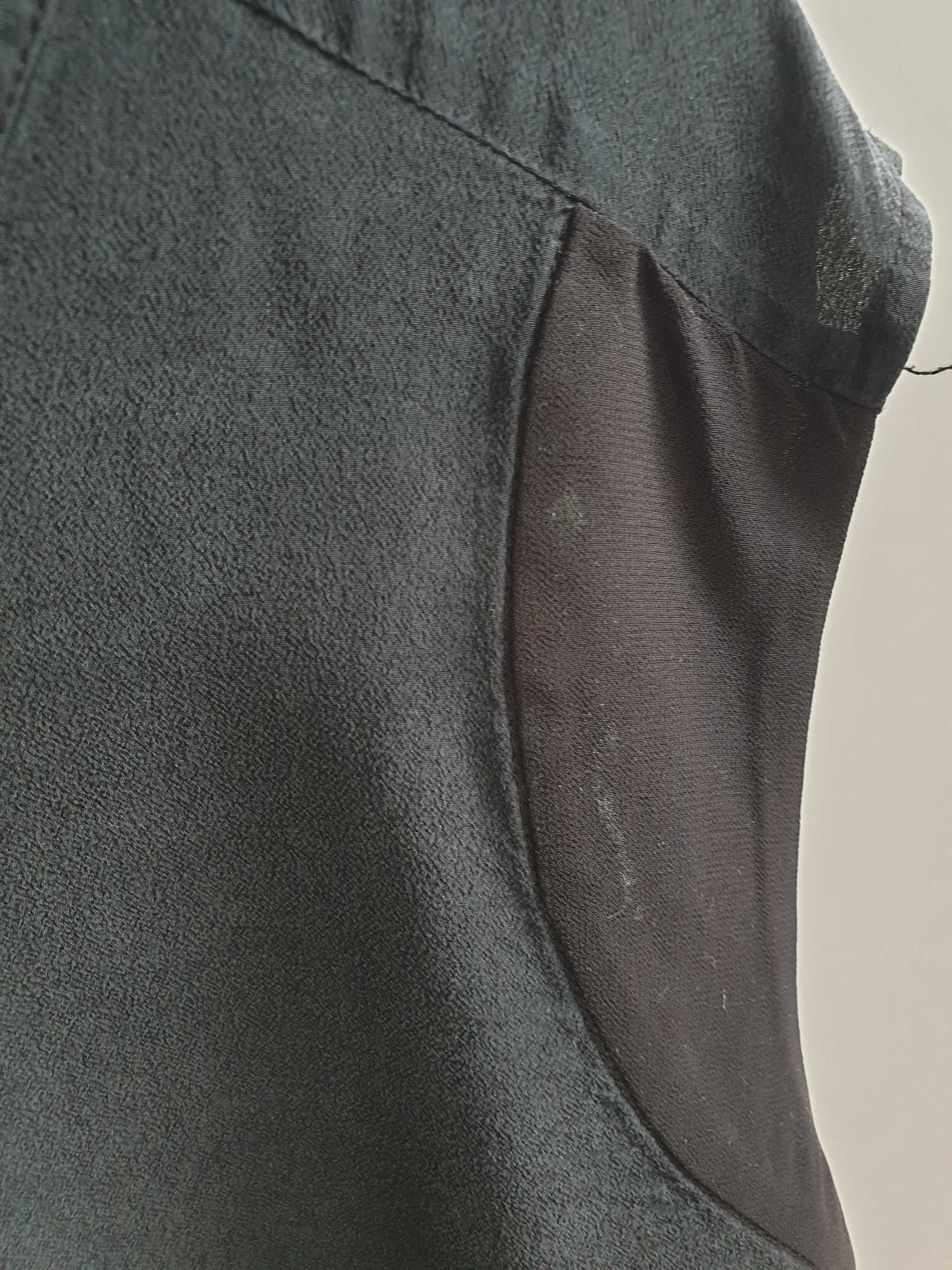 Czarna bluzka t-shirt bez rękawów jedwab jedwabna Allsaints 40 42