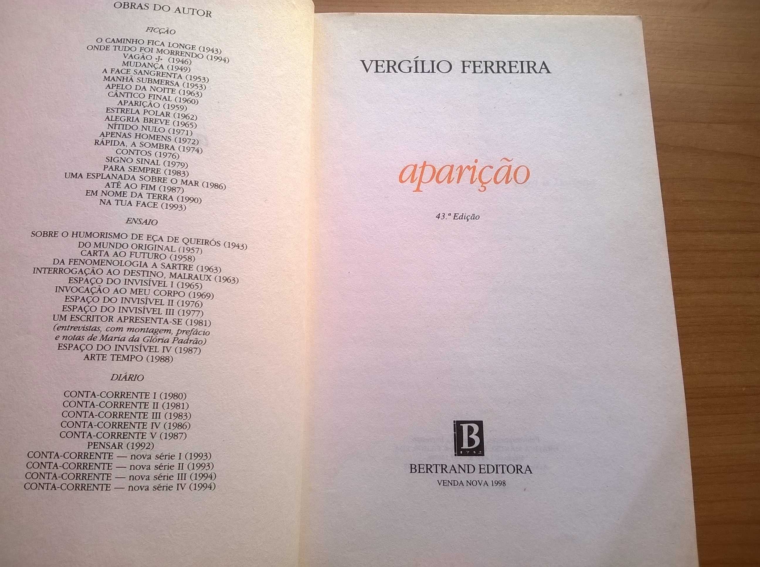 " Aparição " - Vergílio Ferreira (portes grátis)