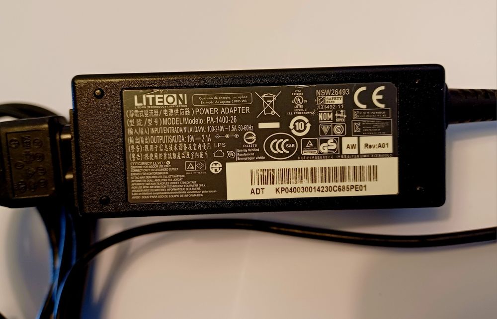Carregadores Liteon portátil 19V 3,42A, 19V 2,1A, 1,7mm