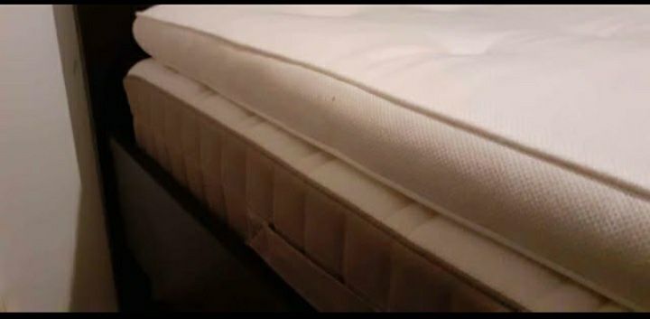 Cama solteiro wengué + colchão + oferta sobre-colchão (IKEA)