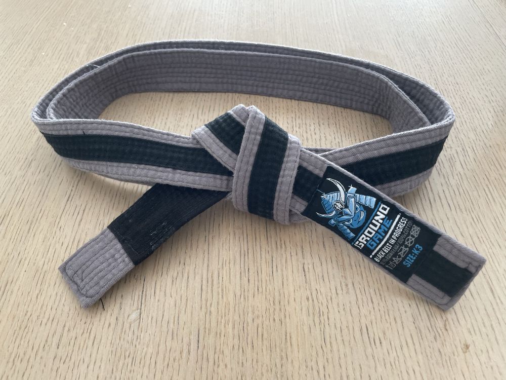 Pas BJJ Jiu Jitsu Ground game K3 - dzieci - szary szaro czarny