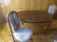 stół drewniany owalny z krzesłami