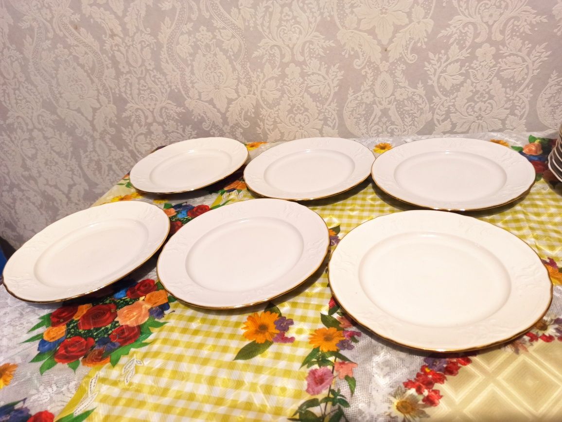 Кофейный сервиз фарфоровый позолота СССР винтажный Коростень цветы