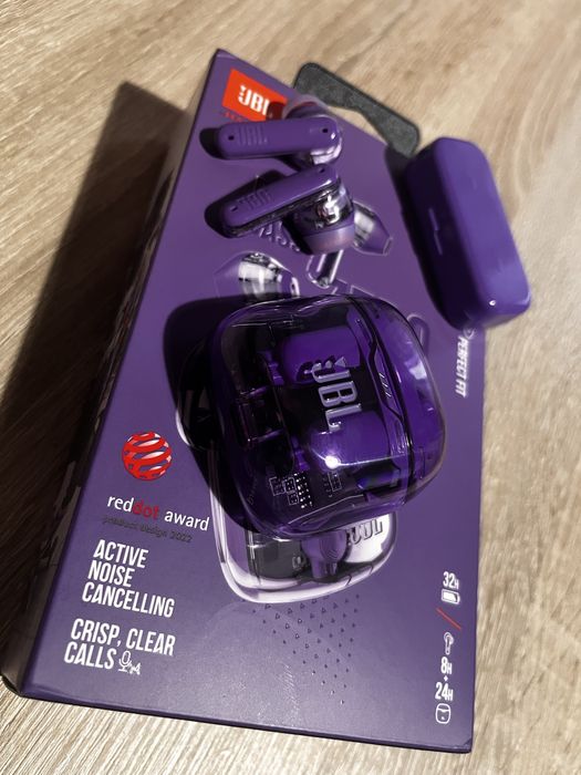 Słuchawki JBL Tune Flex edycja Ghost przezroczyste Fioletowe