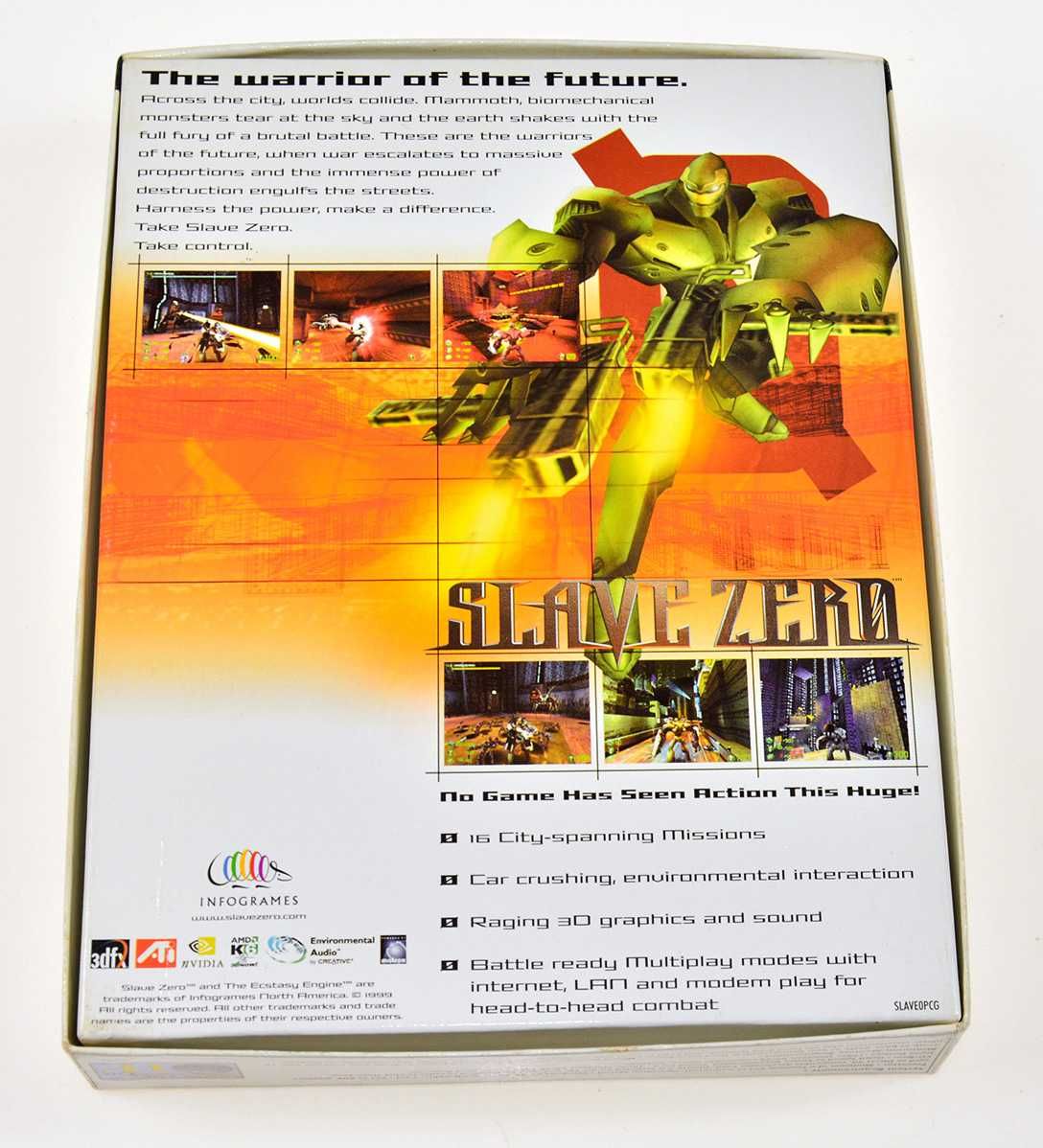 SLAVE ZERO - duży big box, Infogrames 1999, karton, 3Dfx PC, dreamcast