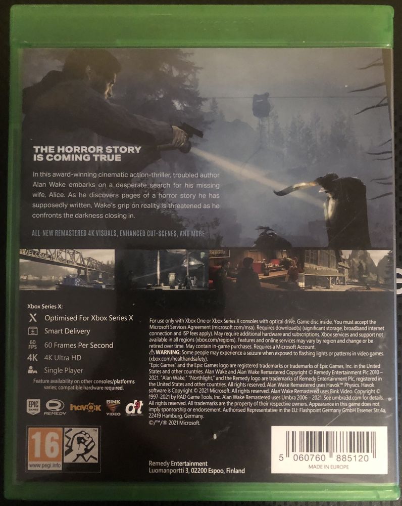 Alan Wake Remastered Xbox Xone XSX 2021 Polska Wersja