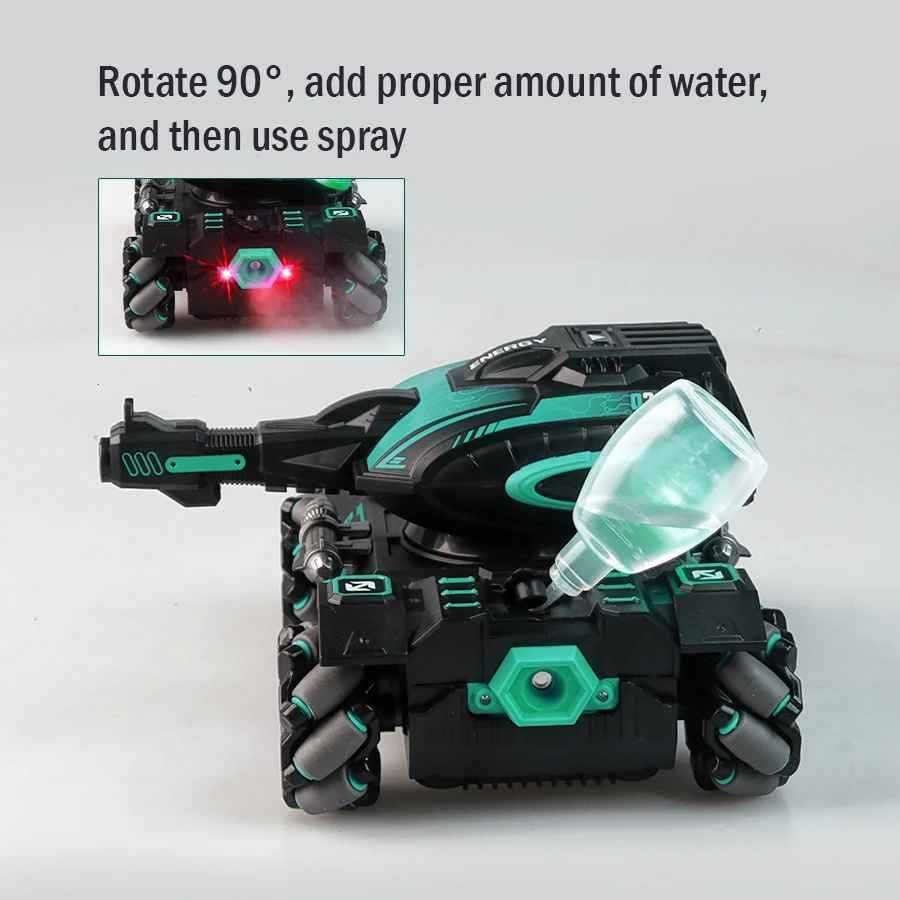 Carro de brinquedo RC spray 2.4G tanque de polo brinquedo acrobatico
