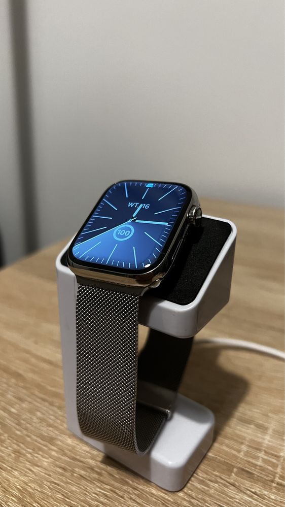 Apple watch 7 45mm szafir stainles steel cellular